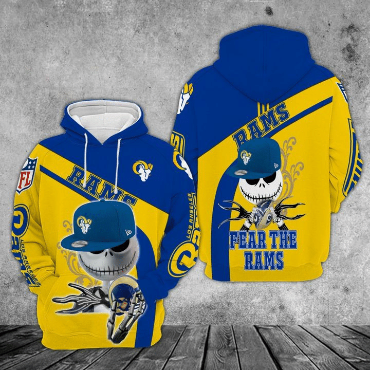 Jack Skellington Los Angeles Rams 36 Unisex 3D Hoodie Gift For Fans