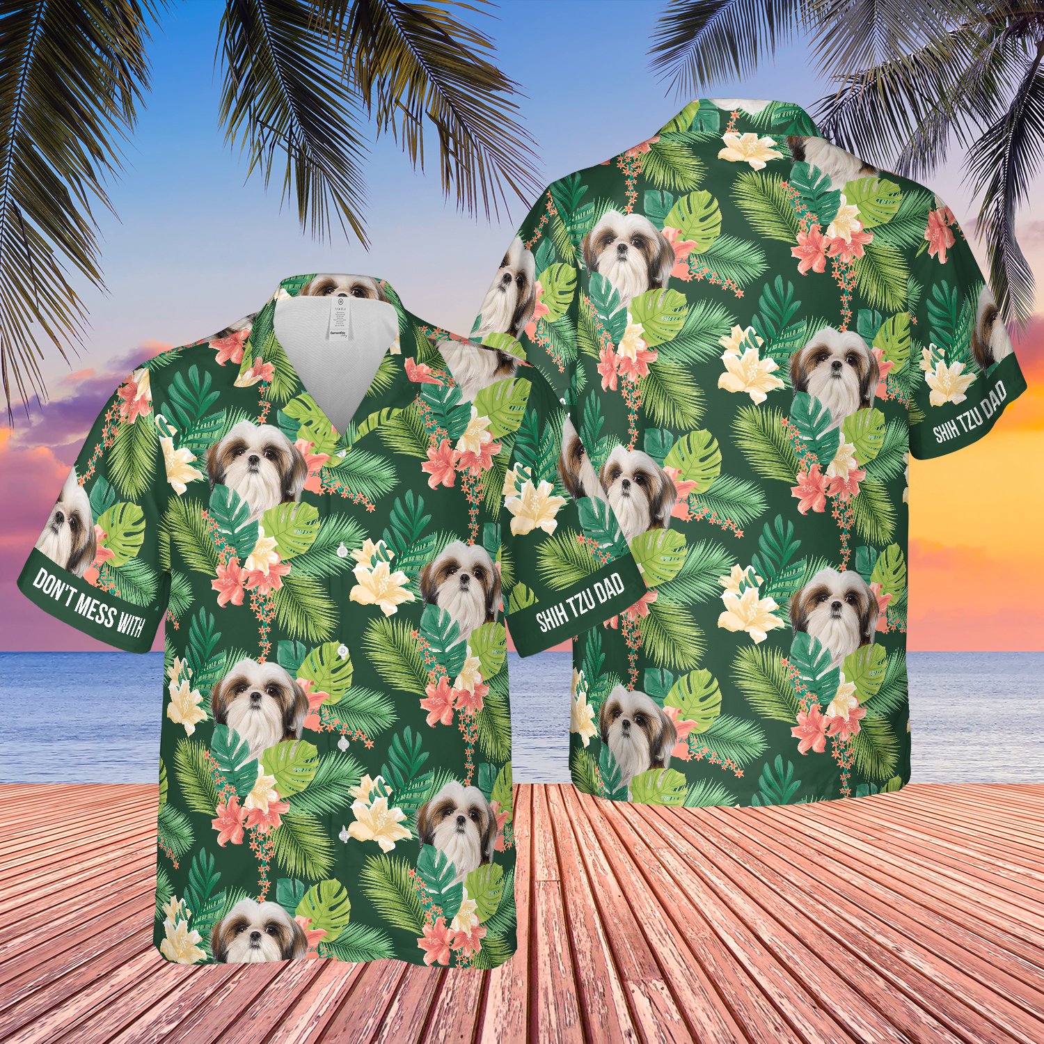 Mess With Shih Tzu Dad Tropical Floral Hawaii Shirt Ha100537