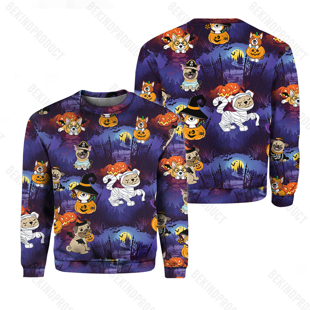 Halloween Dogs Night Scary Crewneck Sweatshirt All Over Print Sweatshirt For Men & Women