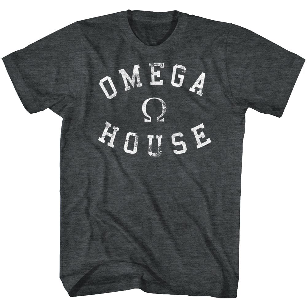 Animal House-Omega House-Black Heather Adult S/S Tshirt