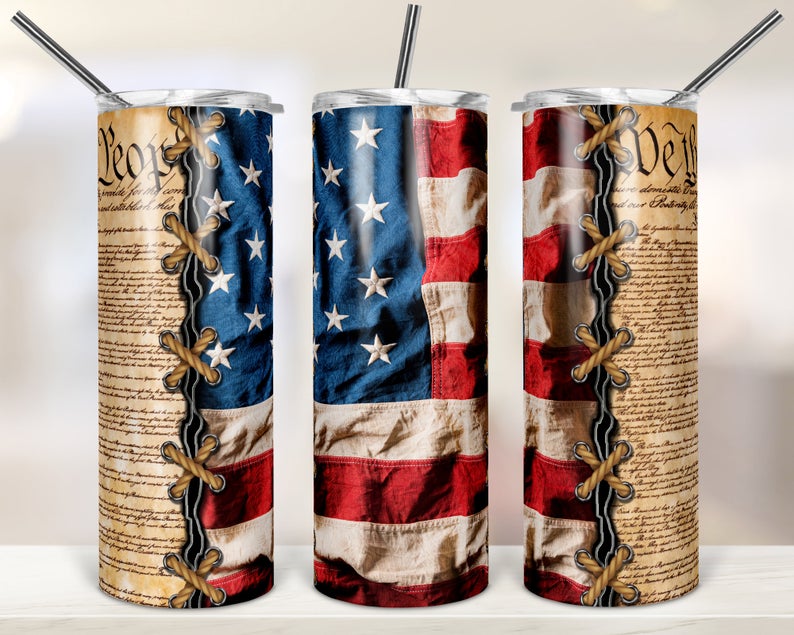 4Th Of July Gift, Patriotic American We The People Constitution For Straight 20Oz Skinny Tumbler