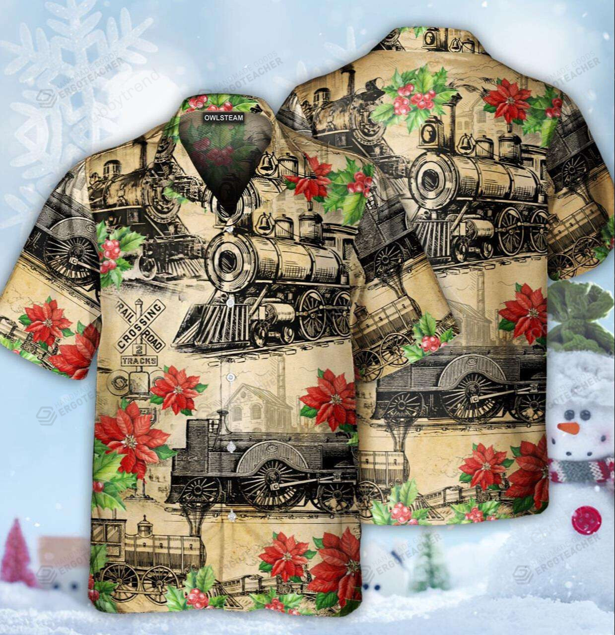 Trains Vintage Christmas Hawaii Shirt Ha108681