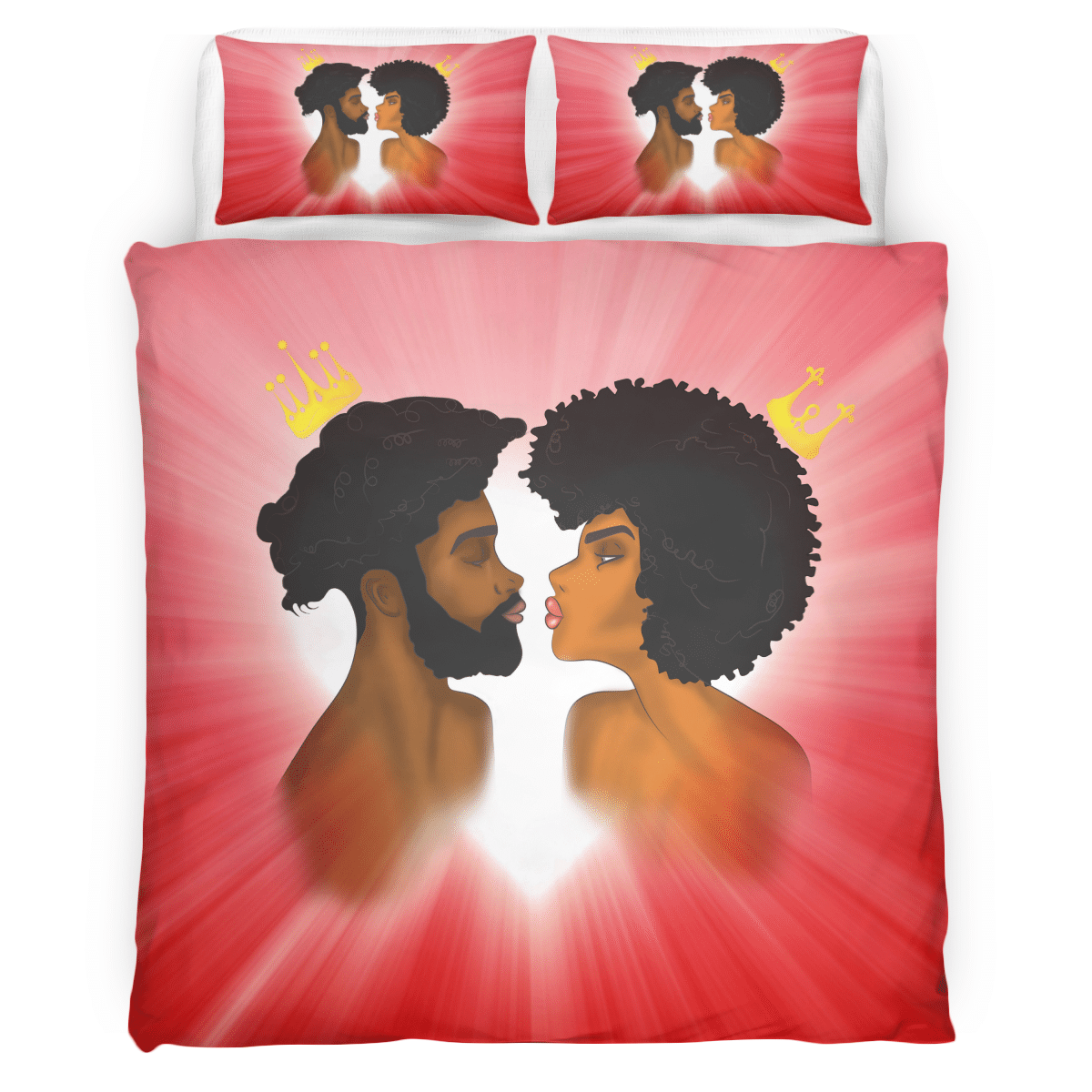 African Couple Bedding Set All Over Print Black King And Queen Love Couple Kiss Bedding Set