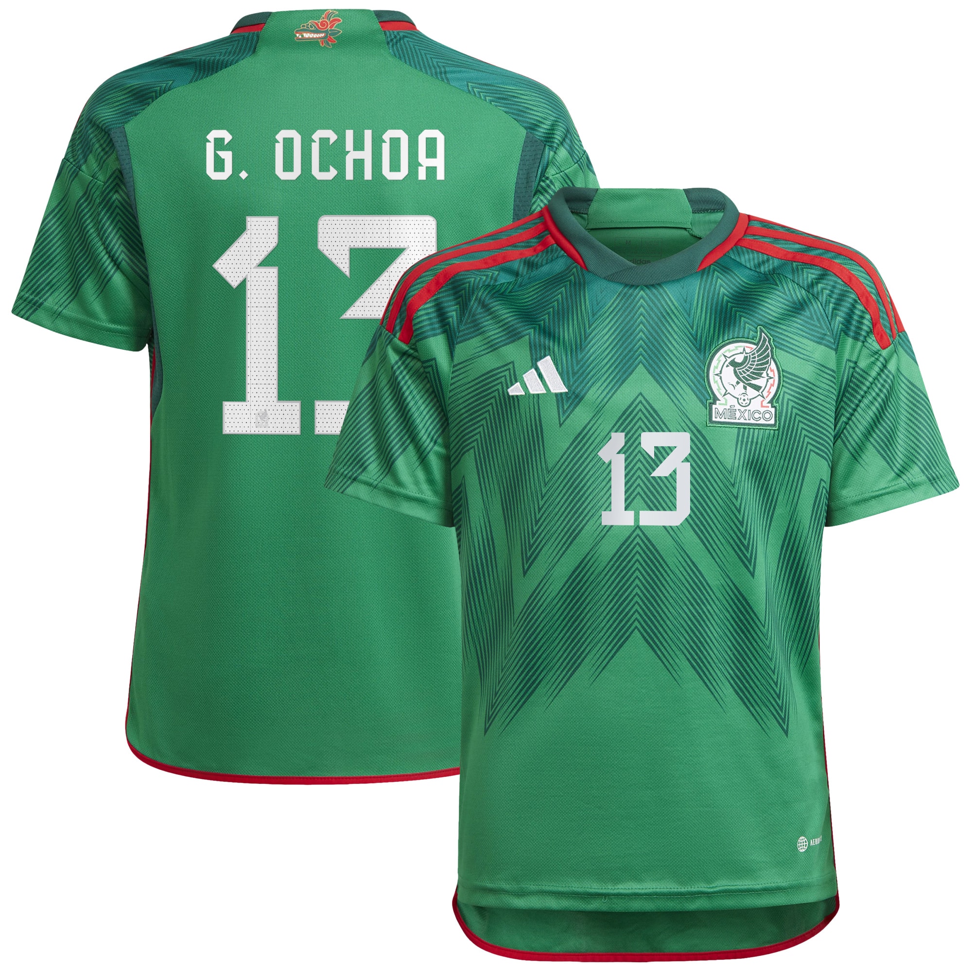 Guillermo Ochoa Mexico National Team Youth 2022/23 Home Replica Player Jersey – Green