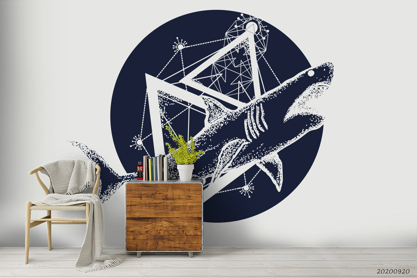 3D Shark Attack Pattern Wall Mural Wallpaper Wj 3056