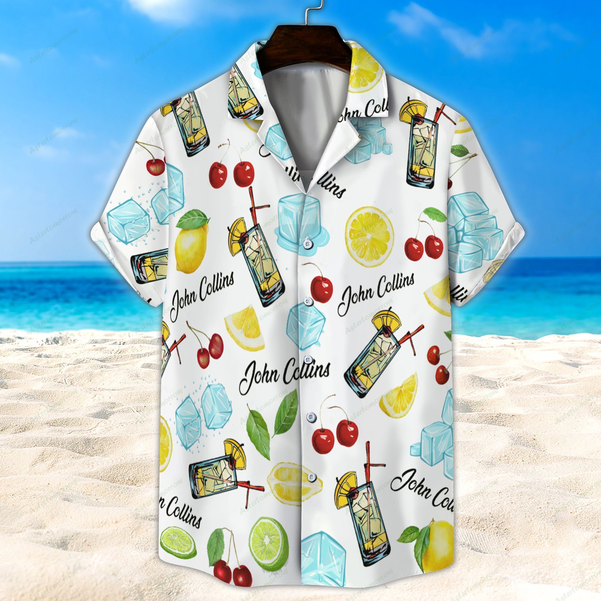 John Collins Cocktail White Unisex Hawaiian Shirt Beach Hawaiian Ha105348