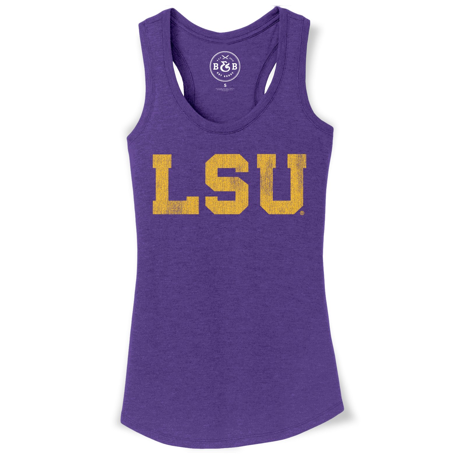 B&B Dry Goods LSU Tigers Athletic Block Racerback Tank – Purple