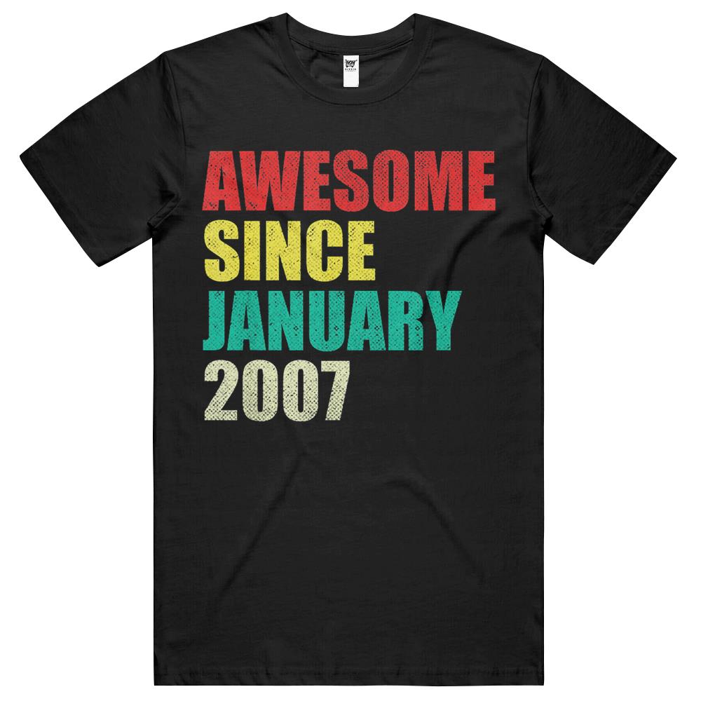 Awesome Since January 2007 15Th Birthday 15 Years Old Gifts T Shirts