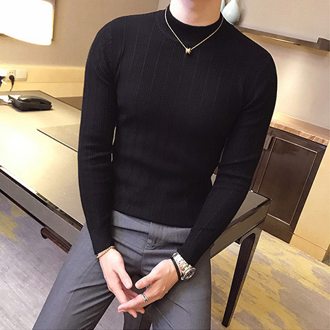 2021 Men’s Slim Fit-Collarbottomed in Autumn and Winter Solid Color Casual KNIT Sweater alx