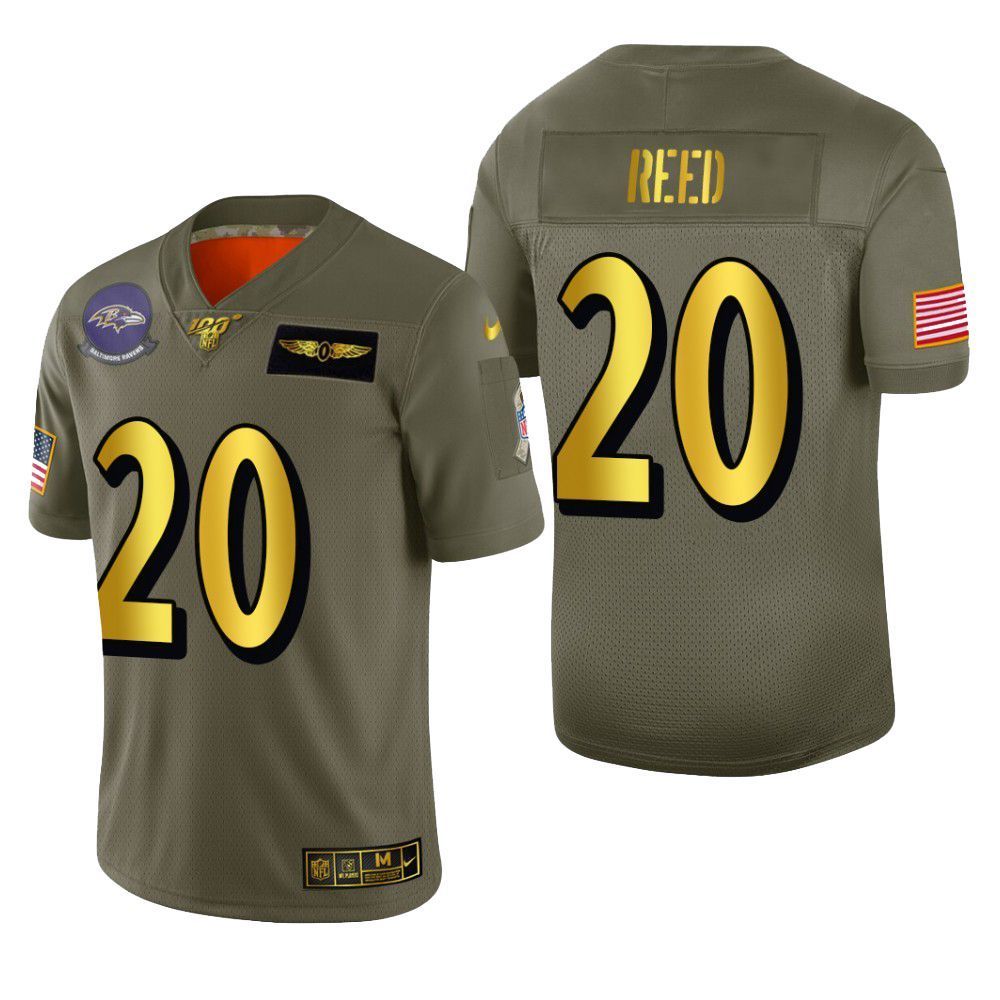 Baltimore Ravens Branded Reed 2019 Salute To Service NFL 100 Mens Jersey Metallic