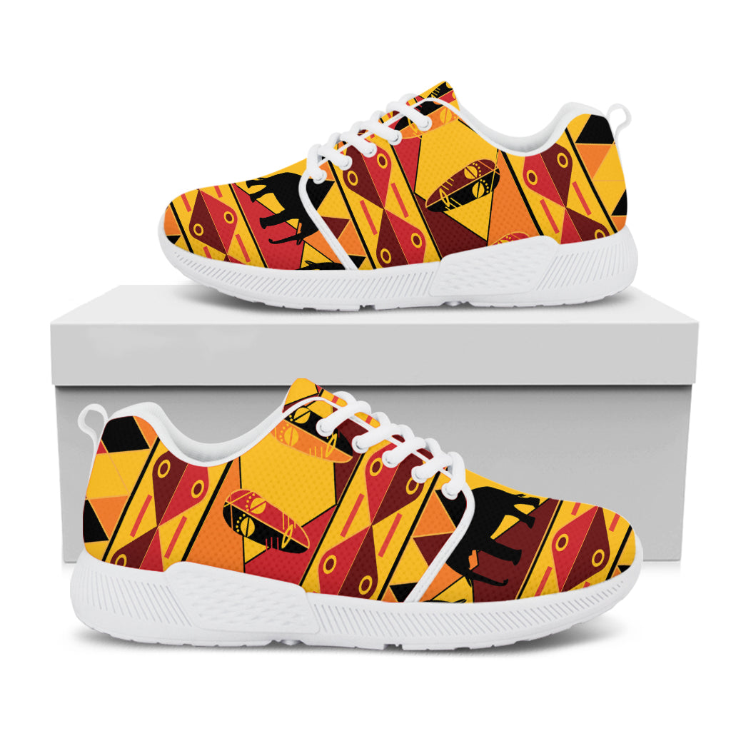 Sunset African Tribal Pattern Print White Athletic Shoes