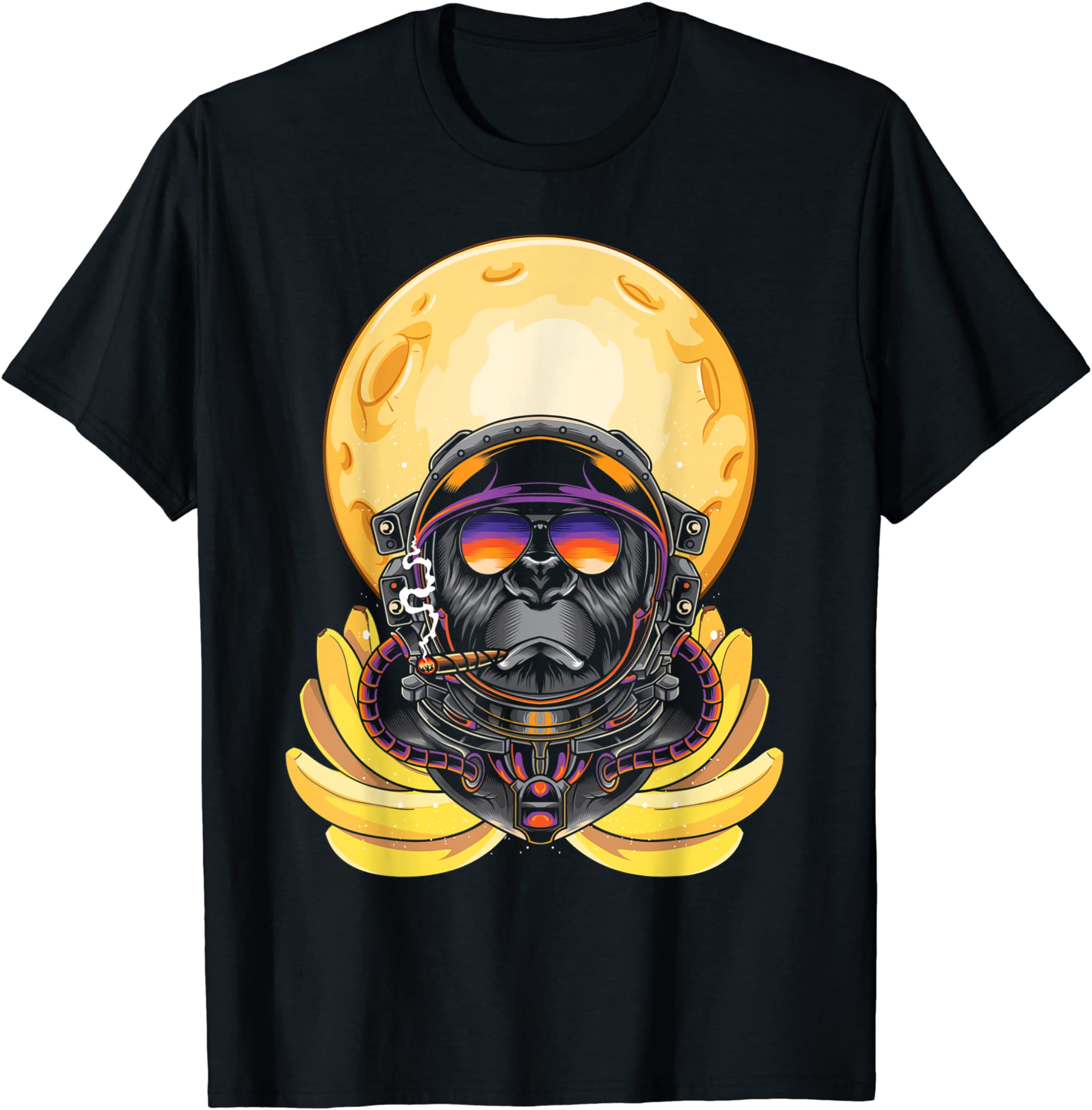 Moon Banana Space Science Smoking Monkey Ape Astronaut T-Shirt