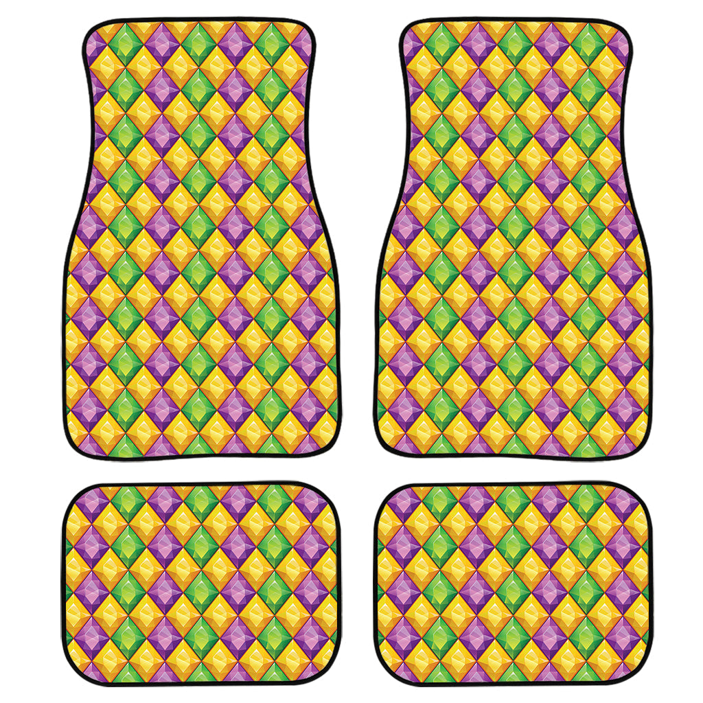 Mardi Gras Diamond Pattern Print Front And Back Car Floor Mats, Front Car Mat