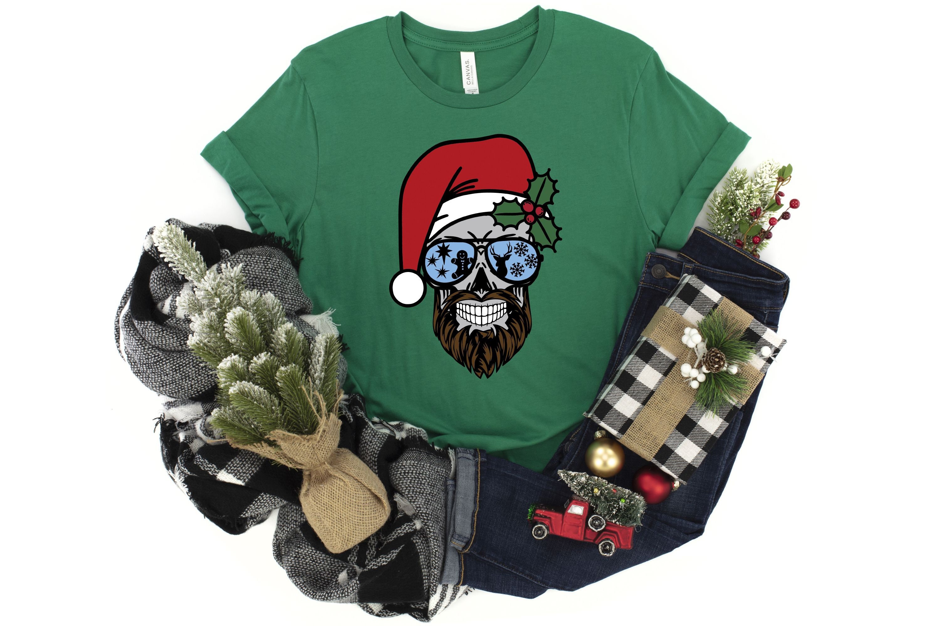 Dad Skull Christmas Shirt, Santa Skull Shirt, Christmas T-shirt, Trendy Christmas T-shirt, Christmas Tee, Christmas Day Gift x Skull Classic