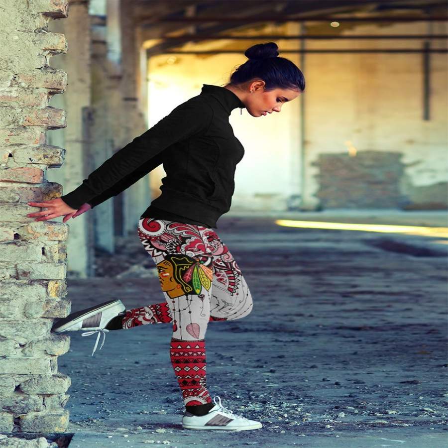 Boho Chicago Blackhawks Leggings With Fantastic Art