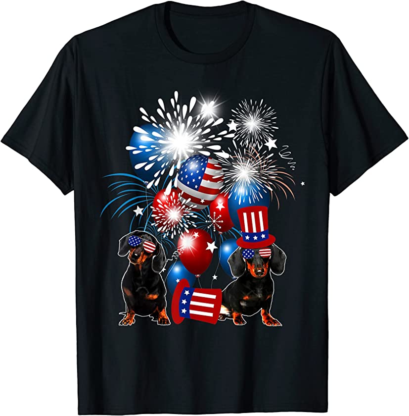 Vintage Retro Dachshund American Flag 4th Of July Dog Lover T-Shirt