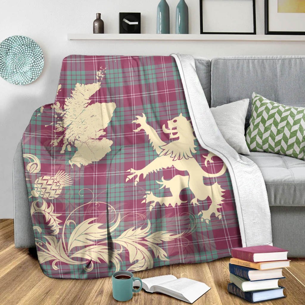 Tartan Blanket Crawford Ancient Tartan Scotland Lion Thistle Map Plaid Blanket