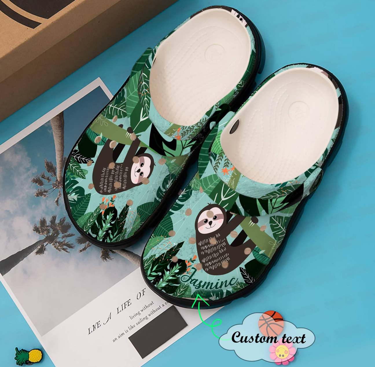 Sloth Personalized Clog, Custom Name, Text, Color, Number Fashion Style For Women, Men, Kid, Print 3D Green Forest