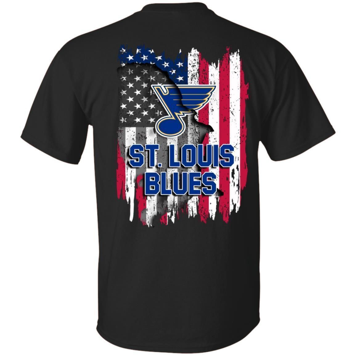 St. Louis Blues American Flag Hockey T-Shirt Fan 4th July PT06