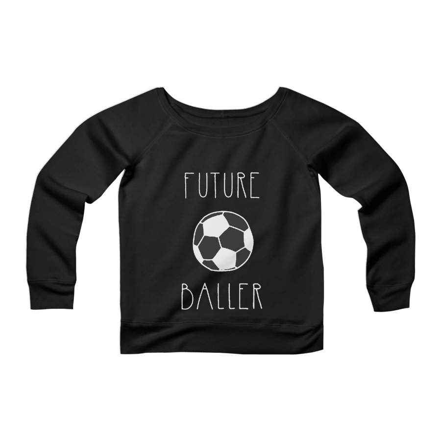 Soccer Baby Onesie Future Baller Gift CPY Womans Wide Neck Sweatshirt Sweater
