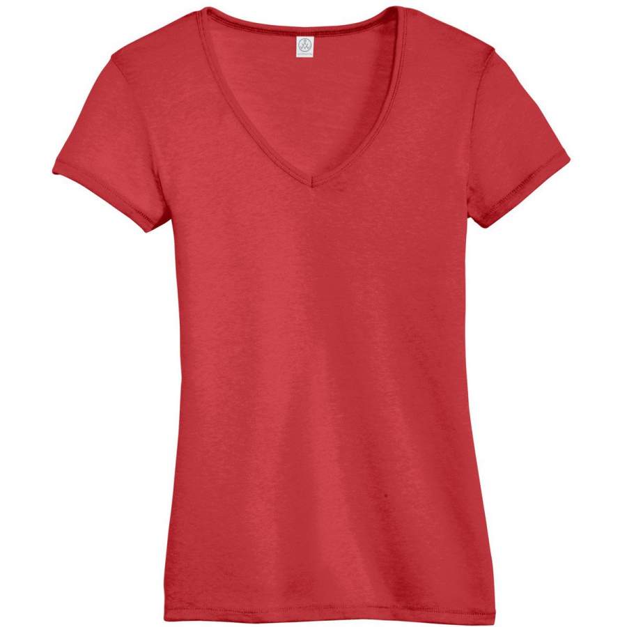 Alternative Apparel Women’s Red The Keepsake V-Neck Vintage 50/50 Tee