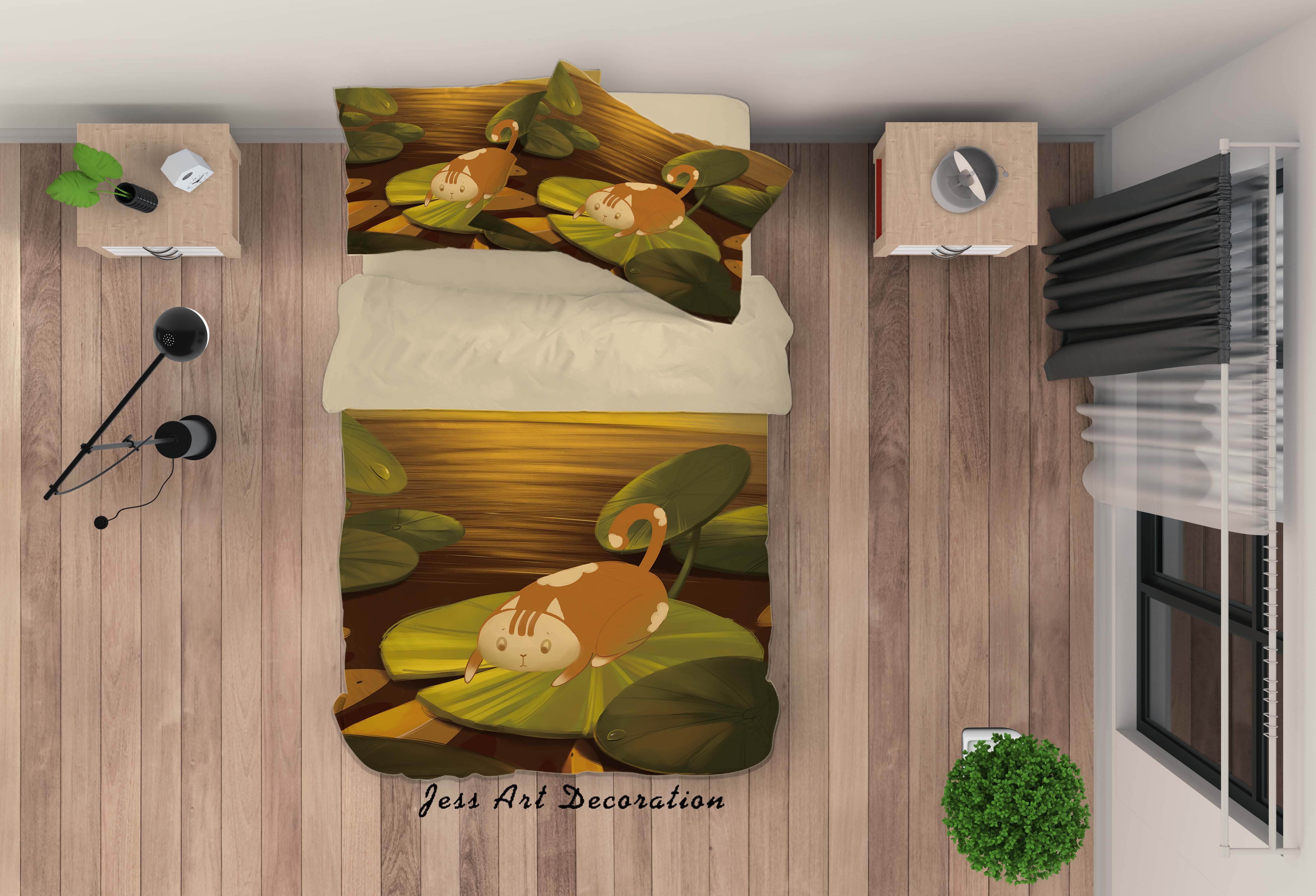 3D Animal Pond Lotus Leaf  Quilt Cover Set Bedding Set Duvet Cover Pillowcases A443 Lqh