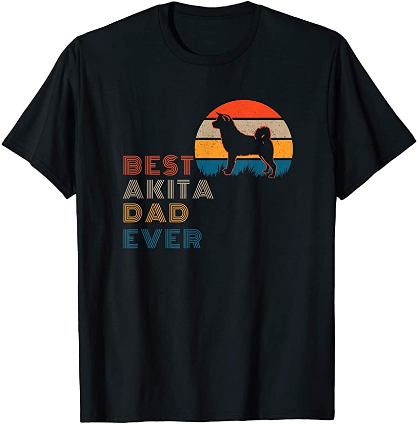 Doggie Love Puppy Trainer Retro Best Dog Dad Akita Owner T-Shirt