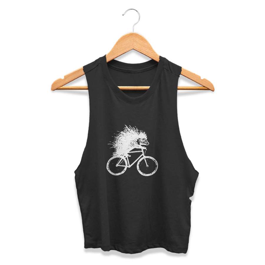 Porcupine On A Bicycle Eco Friendly Animal Hedgehog CPY Womans Crop Tanktop Tee