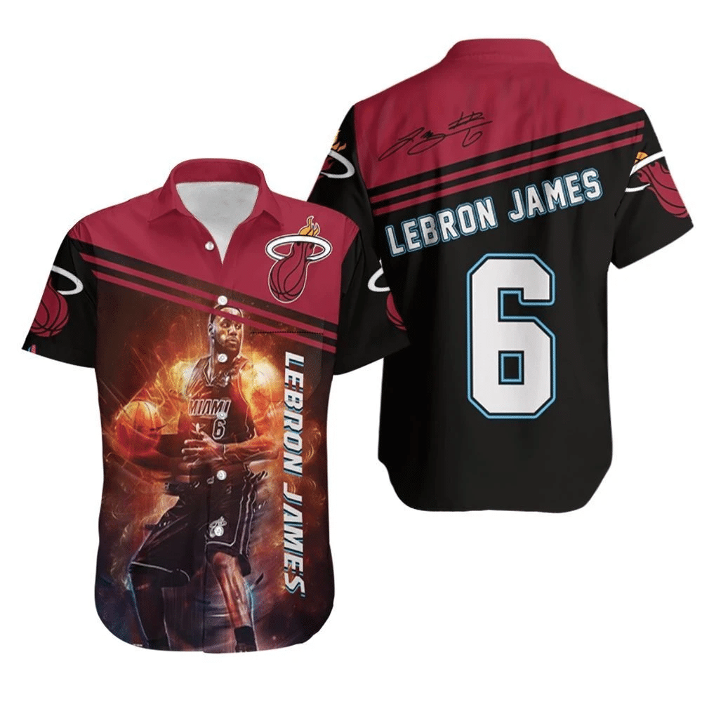 Lebron James 6 Miami Heat Legend Dribbling Fire For Fan Hawaii Shirt Beach Set Ha45593