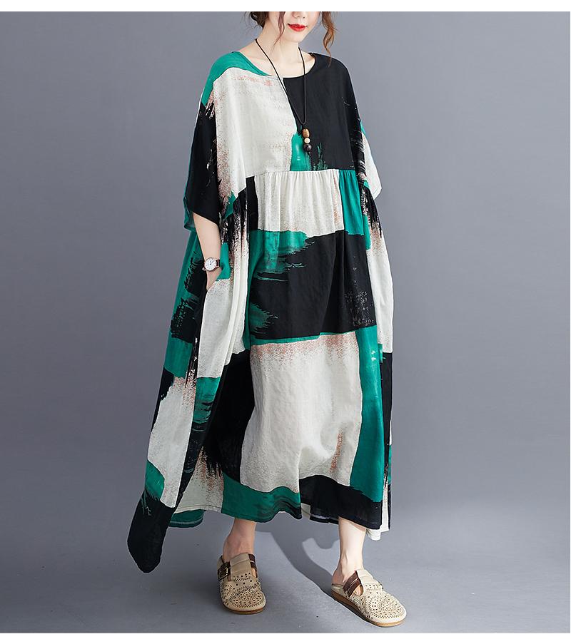 Oversized Casual Cotton Summer Dress 2022 Ladies Dresses for Women Plaid Vintage Long Woman Oversize Dress Vestidos alx