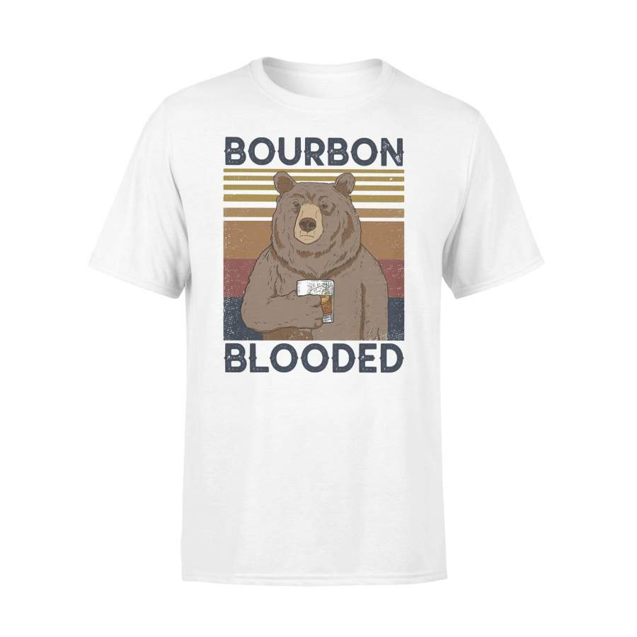 Bear Bourbon Blooded Vintage Retro T-shirt