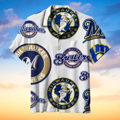 Unifinz Milwaukee Brewers Hawaiian Shirt Milwaukee Brewers Symbol White Hawaii Shirt Milwaukee Brewers Aloha Shirt 2022