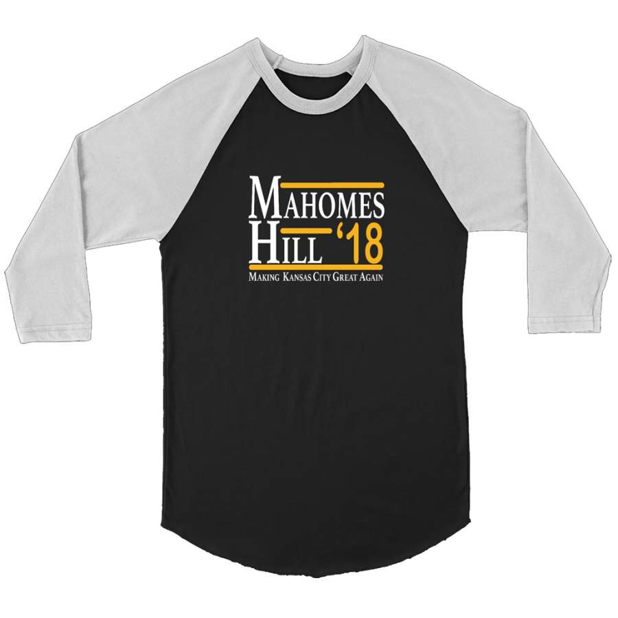 Mahomes Hill 2018 Chiefs Making Kansas City Great Again – Canvas 3/4 Raglan Shirt