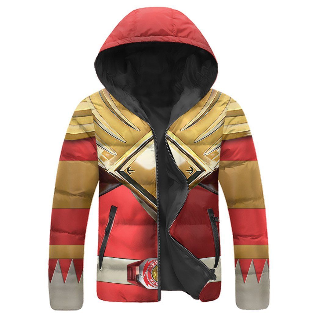 Casespring 3D Mighty Morphin Red 2 Power Rangers Custom Down Jacket