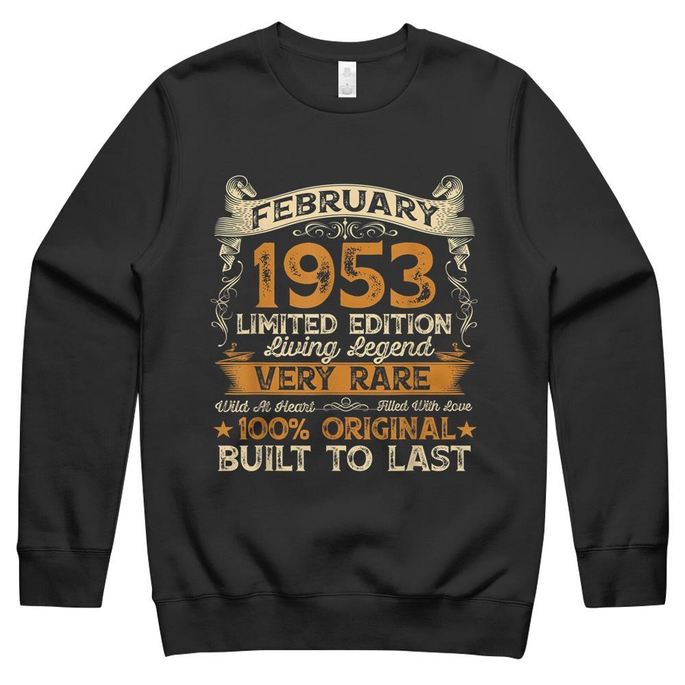 68th Birthday Gift 68 Year Old Retro Vintage February 1953 Crewneck Sweatshirt