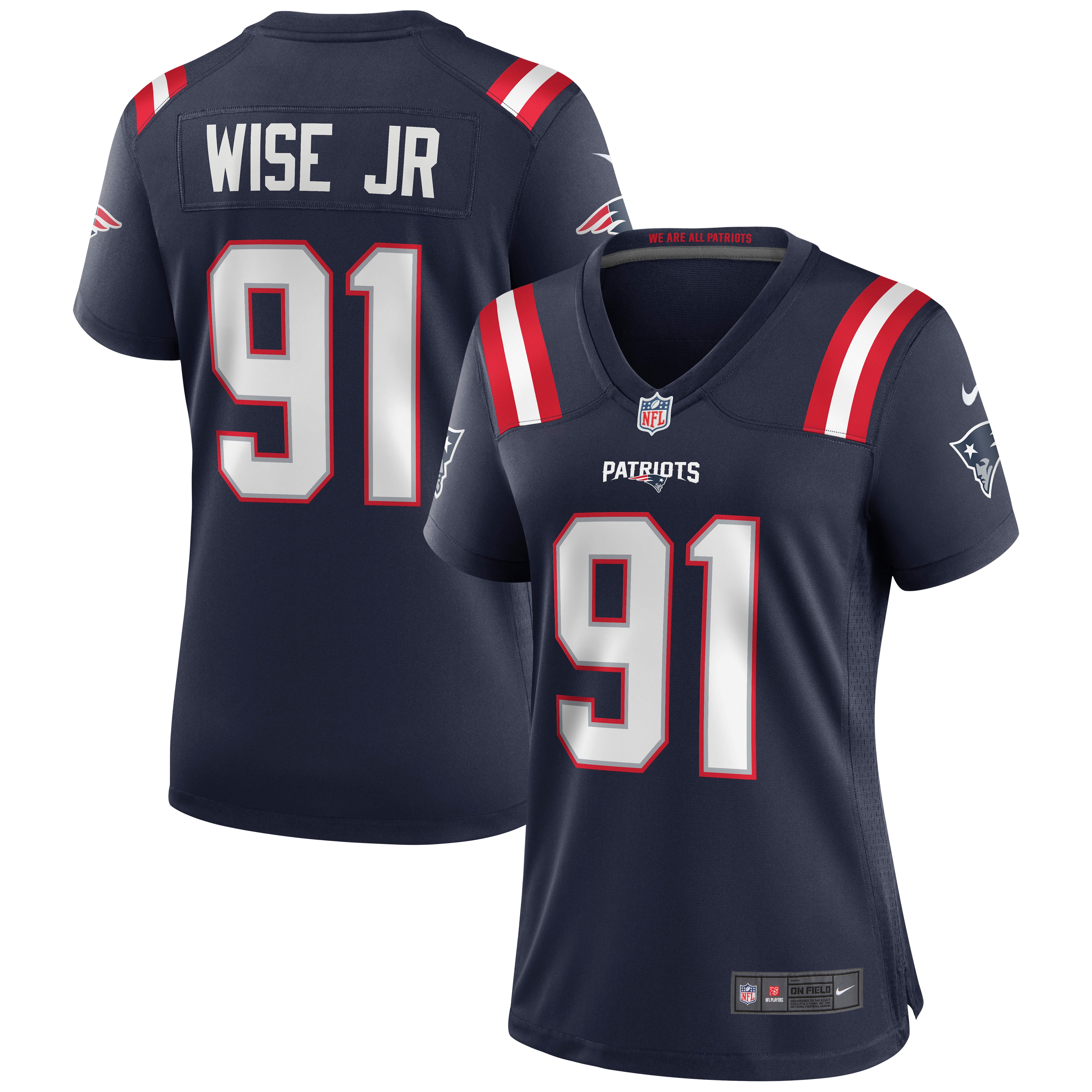 Women’s New England Patriots Deatrich Wise Jr. Navy Game Jersey