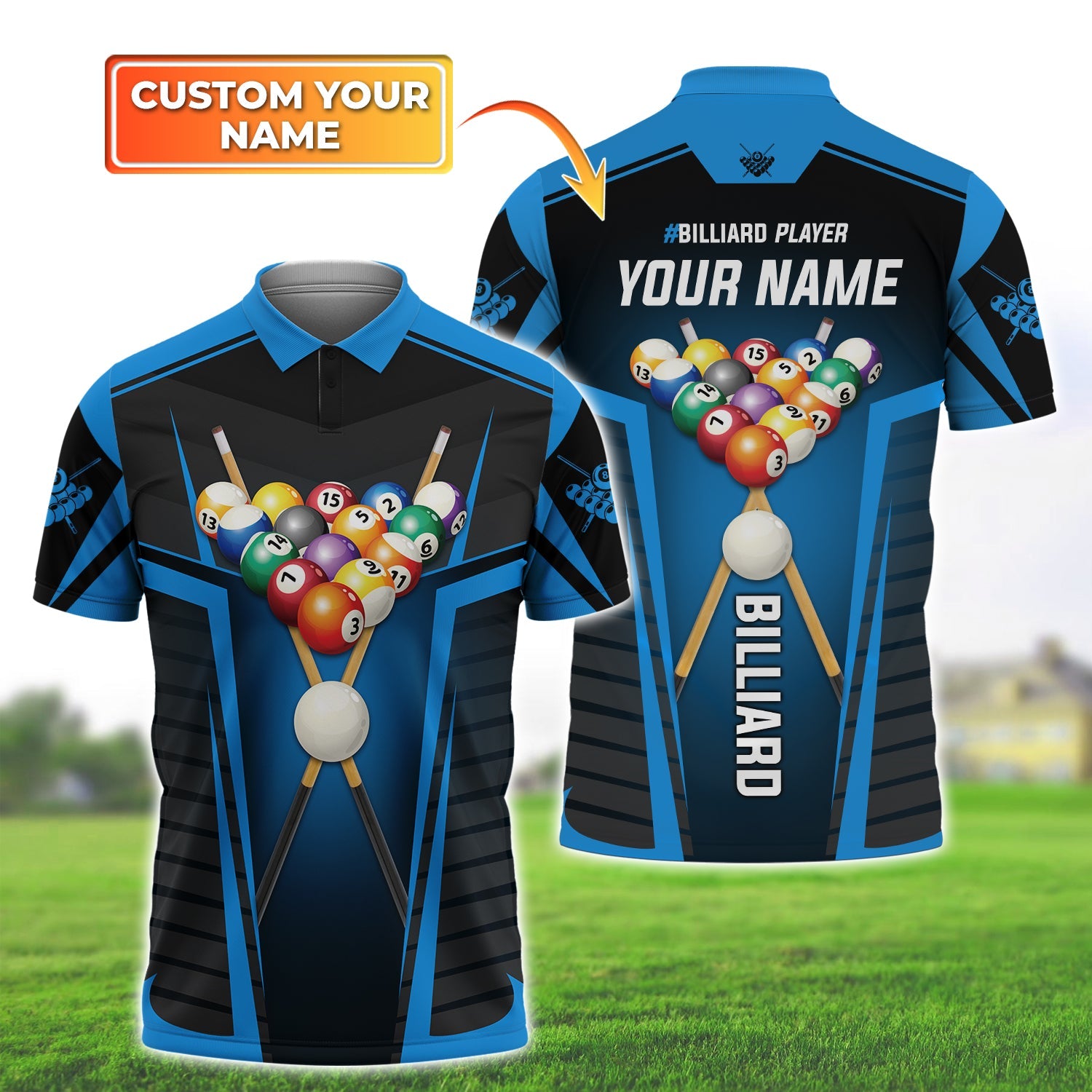 Personalized Name 3D Multicolor Polo Shirt, Best Shirt For Billiard Player Coolspod