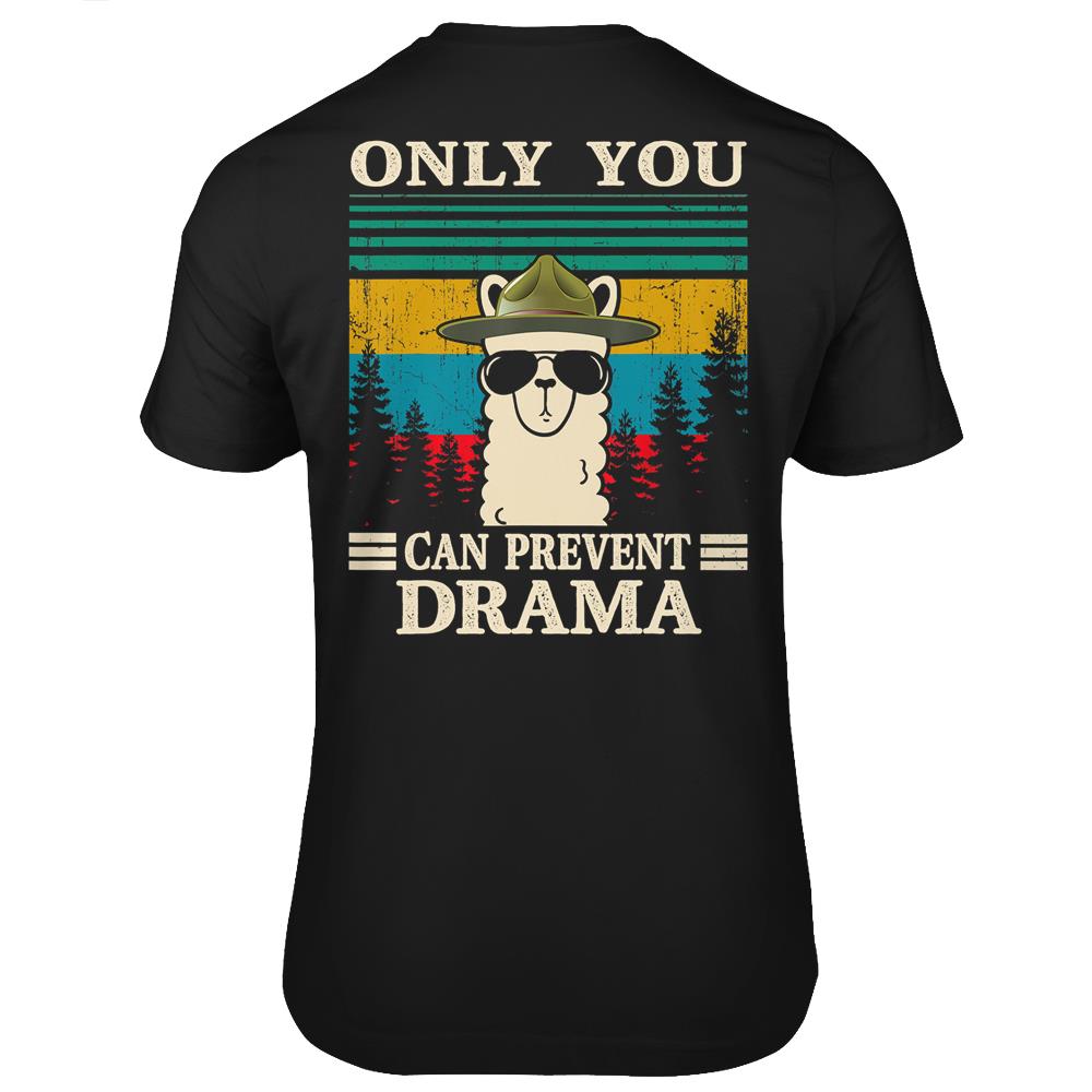 Llama Camping Only You Can Prevent Drama Gifts Men Women T Shirts Print On Back