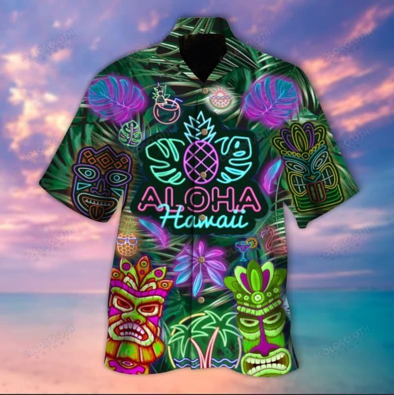 Aloha Hawaii Tiki Aloha Hawaiian Shirt Colorful Short Sleeve Summer Beach Casual Shirt For Men And Women