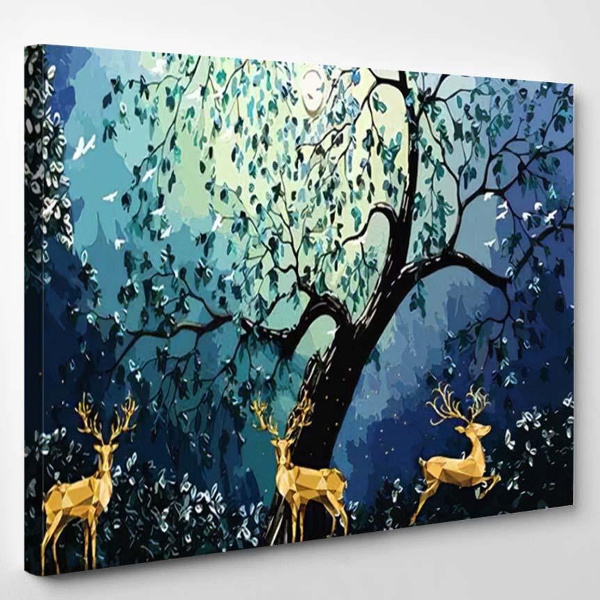 3D Modern Art Mural Wallpaper Dark – Deer Animals Canvas Print