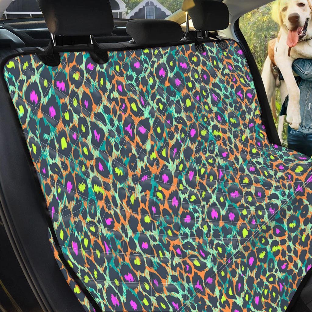 Colorful Neon Leopard Pet Car Seat Cover