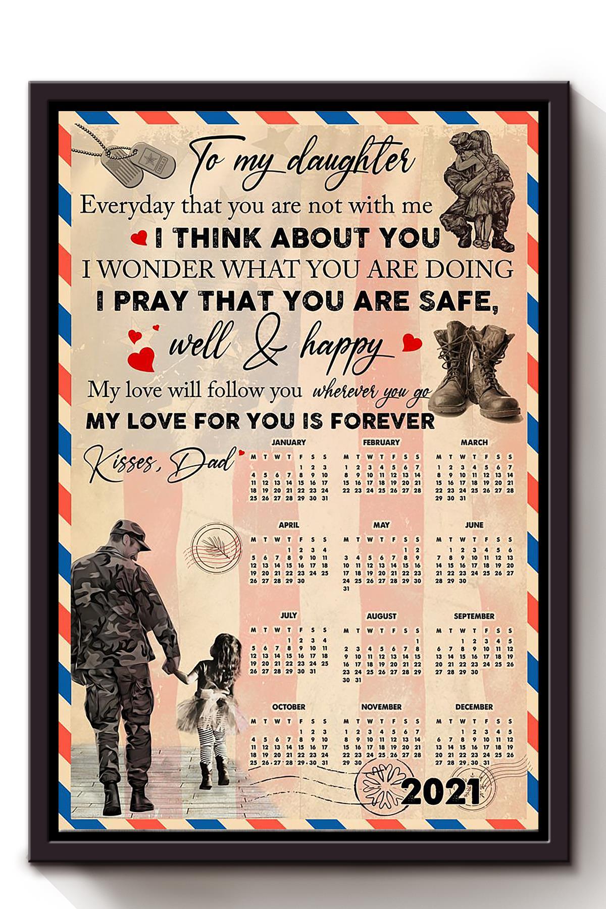 Veteran Calender To My Daughter Veteran Wall Art For Home Decor Housewarming Framed Canvas