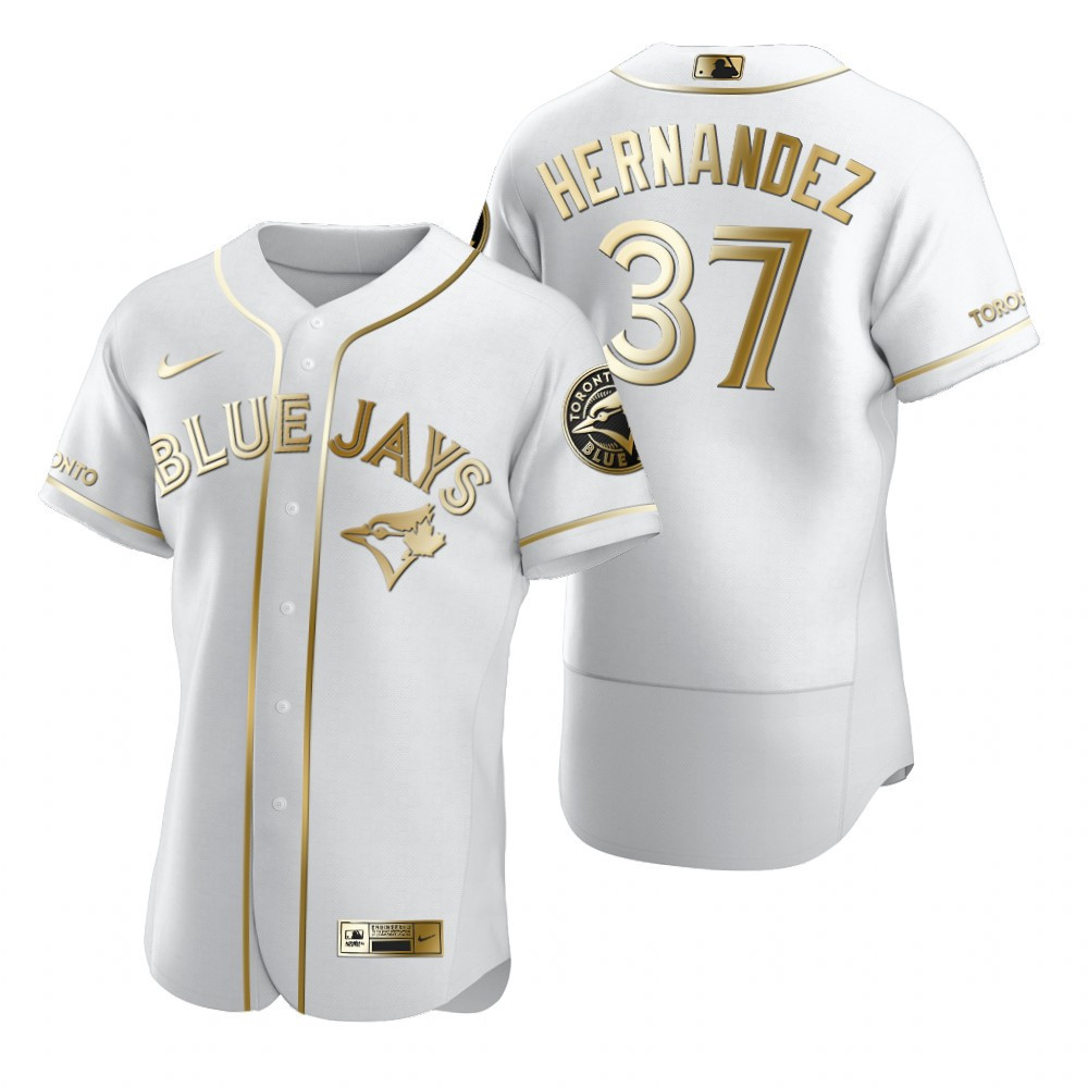 Toronto Blue Jays #37 Teoscar Hernandez MLB Golden Brandedition White Jersey Gift For Blue Jays Fans