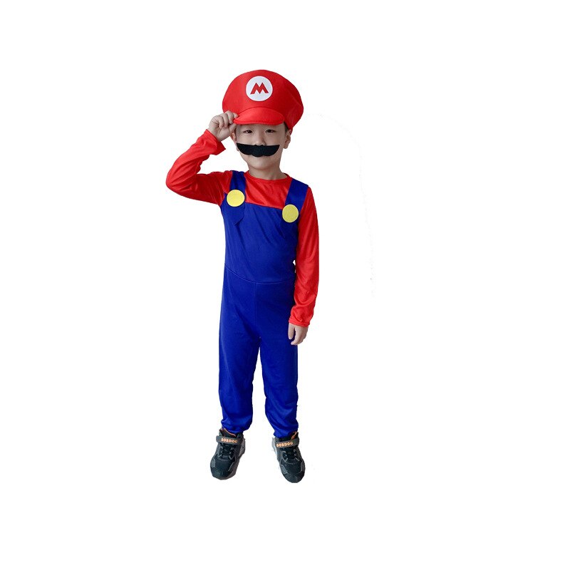 Super Luigi Mari Brothers Costumes Cosplay Jumpsuit Mari LUIGI Bros Family Adult Kids Halloween Costume Fancy Party Dress Suit alx