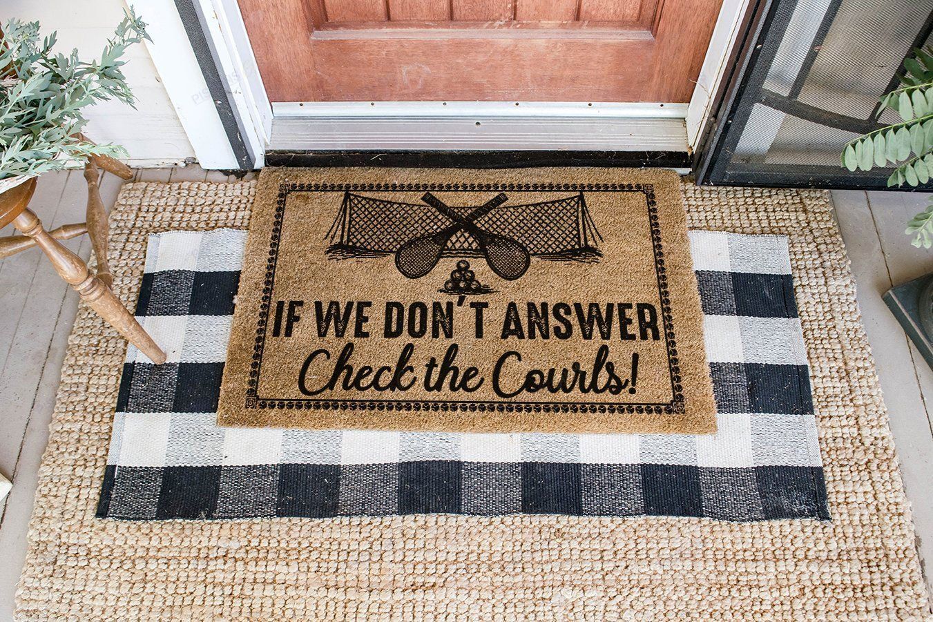 If We Don’t Answer Tennis Coir Pattern All Over Printing Doormat