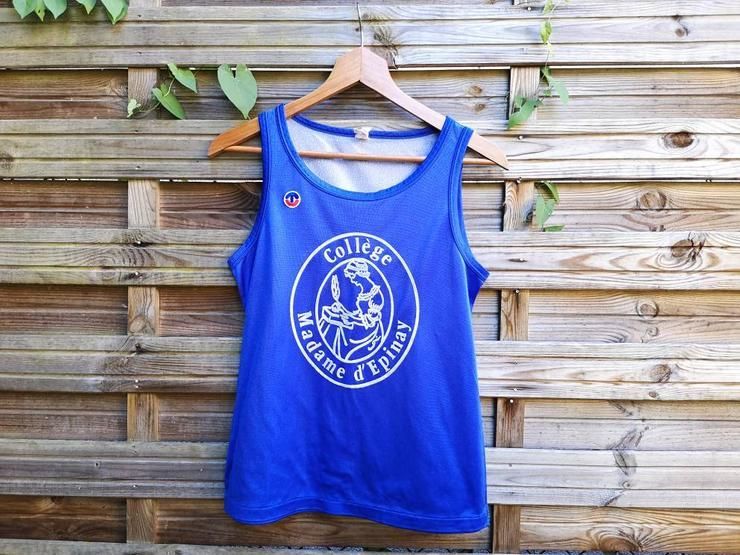 Vintage French College Athletic Blue Tank Top Shirt