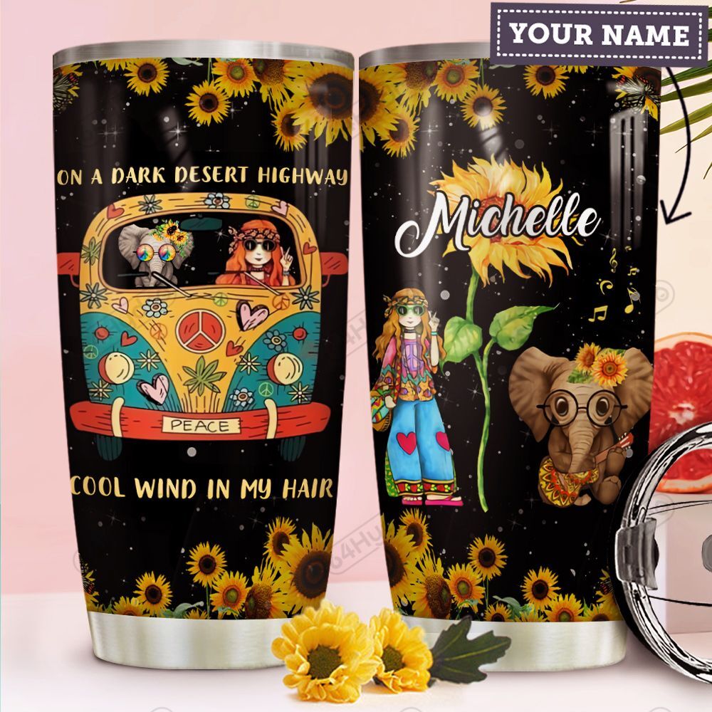 Hippie Elephant Kd4 Personalized Mda0112004  Stainless Steel Tumbler Travel Customize Name, Text, Number, Image