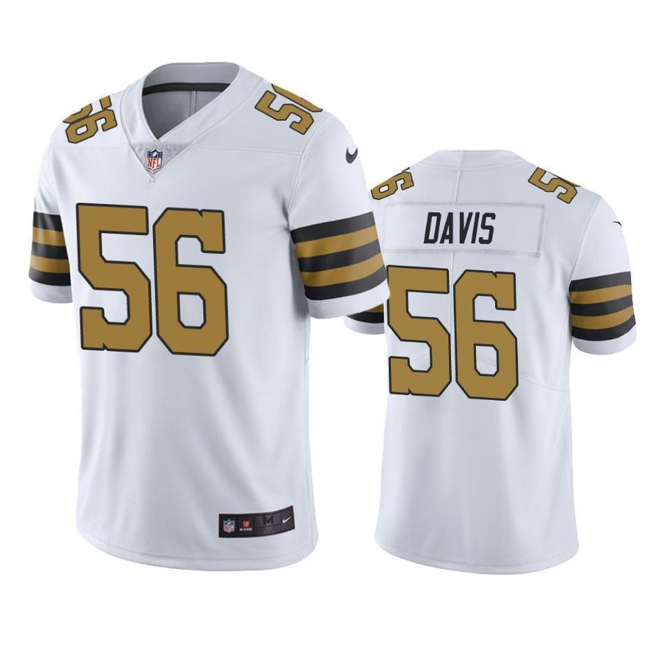 New Orleans Saints Demario Davis White Color Rush Limited 3D Jersey