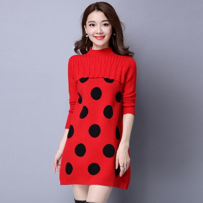 Autumn Winter Sweater Dress Fashion Plus size Slim Pullover knitted Women Dress Casual Women Stitching Warm Cashmere Sweaters alx