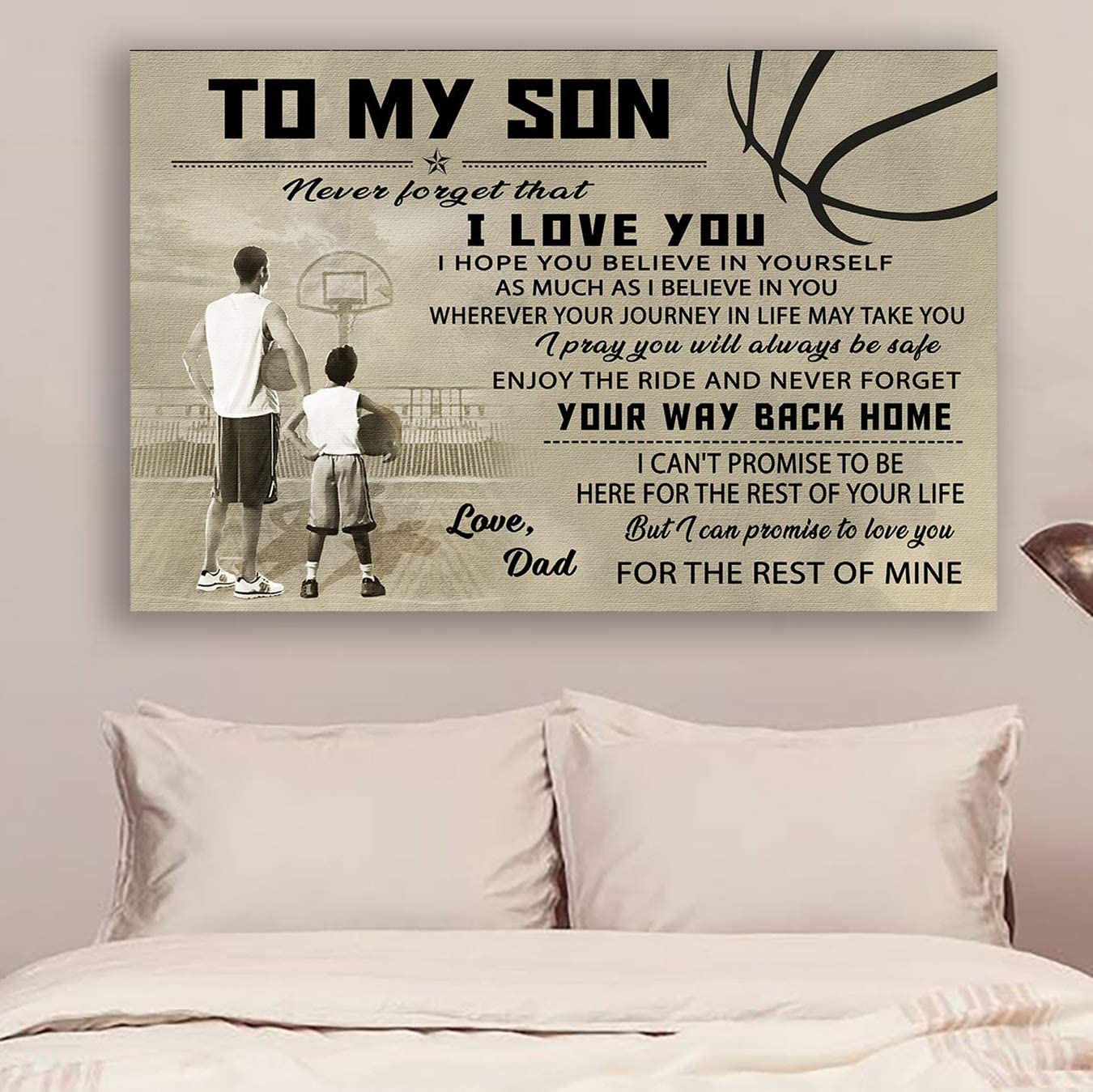 Poster for Room Aesthetic -Command Strips Wall Decor – Lyp8 Basketball Poster – Dad to Son – You Will Never Lose